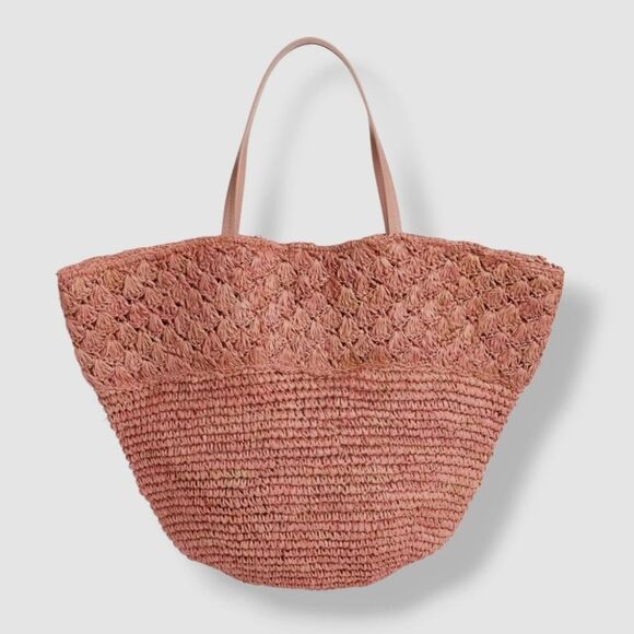 BTB Los Angeles Women's Sera Straw Tote - Color Rose - NWT - Picture 1 of 7